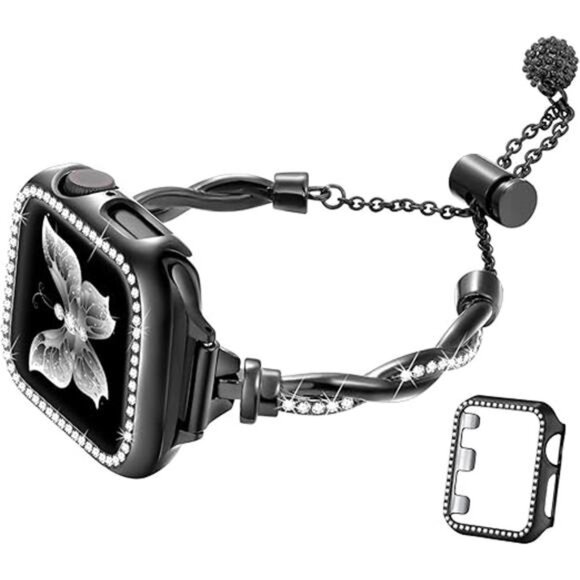 Bling Band and Case Compatible with Apple Watch Band 44mm 45mm 42mm Women - Picture 7 of 7